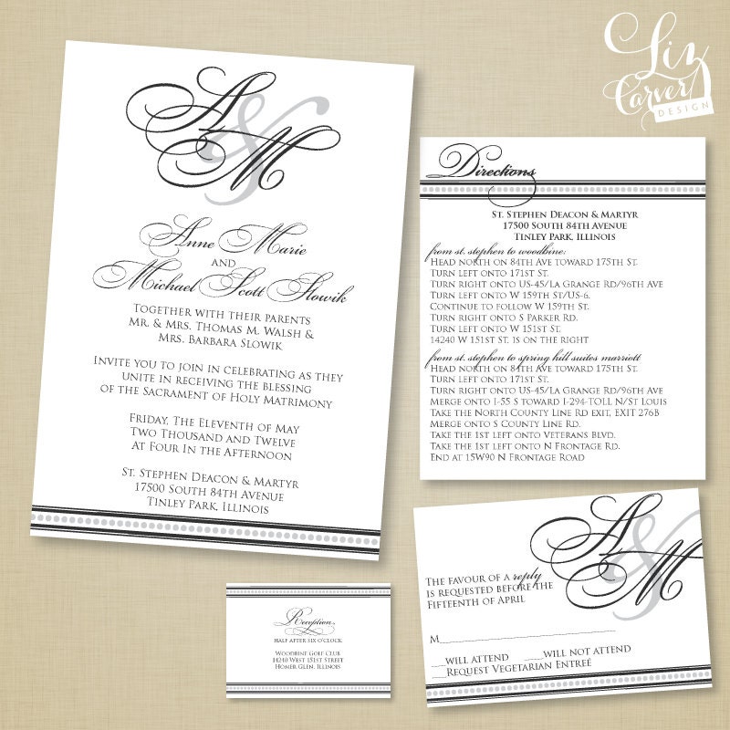 Script Monogram Traditional Wedding Invitation