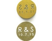 Custom Wedding Stamp - Modern Monograms & Date Circle - Cling Rubber Stamp