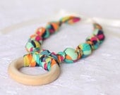 Kaleidoscope Teething Ring Necklace for Breastfeeding/Nursing Necklace, Teething Necklace, Babywearing,