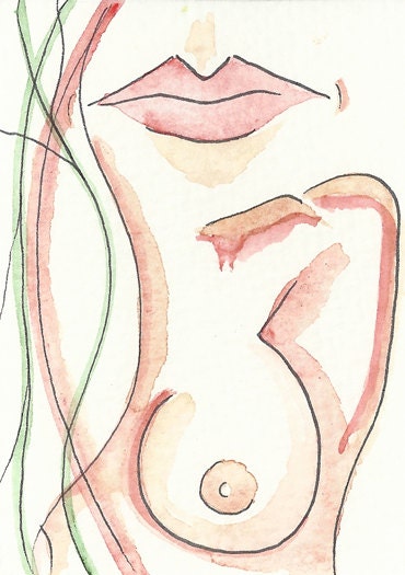 Abstract Nude 1 , Original ACEO, Artist Trading Card, ATC.
