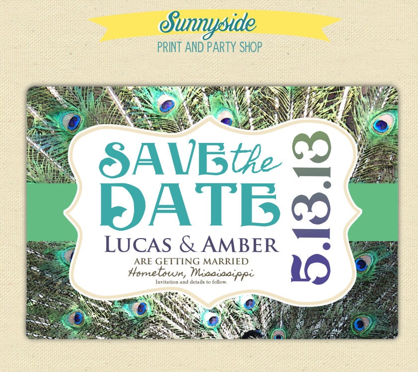 Peacock Save the Wedding Date Card - Printable Il_170x135