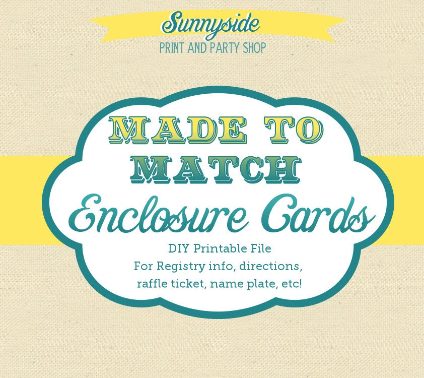 Enclosure Cards / Registry Cards - Made to Match - Printable Il_570xn