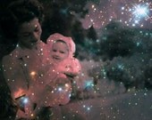 Astronomy Art, Star Baby, Mixed Media Collage Print