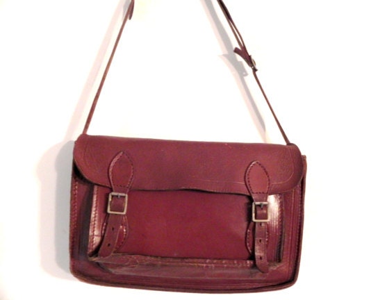 French Vintage Chocolate Charlene Leather Messenger Sack