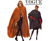 Very Easy Very Vogue 7110 Sizes P S M 6 8-10 12-14 Uncut Cape Sewing Pattern Steampunk Cloak Gothic hooded Shawl poncho