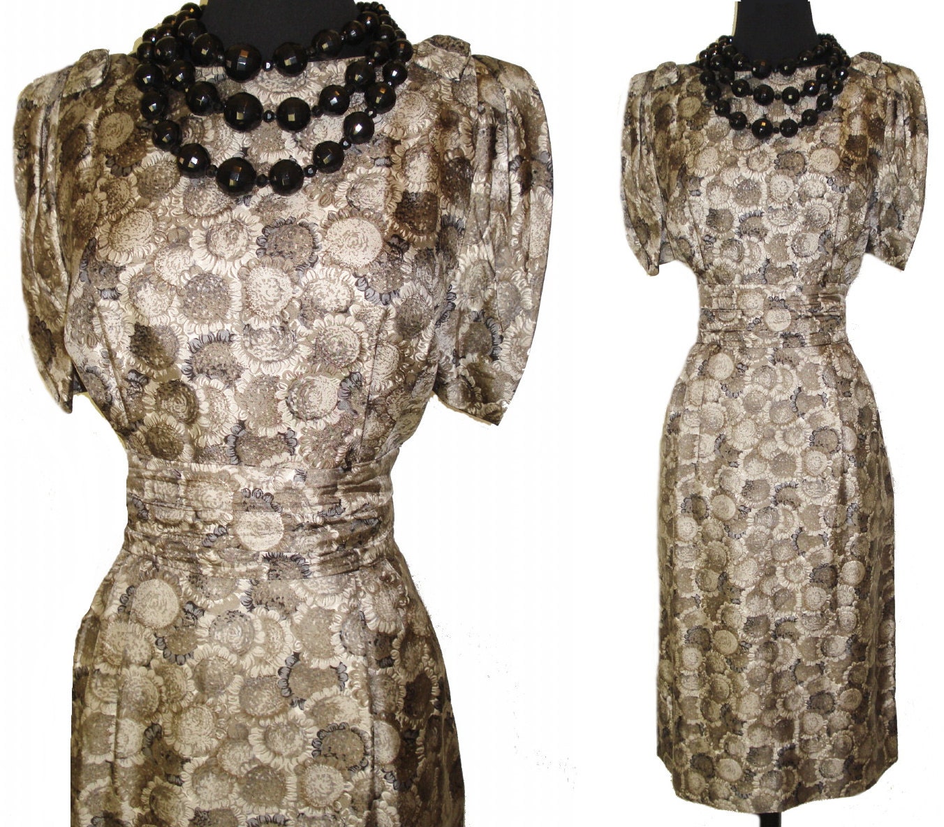 Vintage 1950s Dress Designer Hourglass Couture New Look Femme Fatale Garden Party Mad Man Cocktail Pinup Bombshell Rockabilly Wiggle