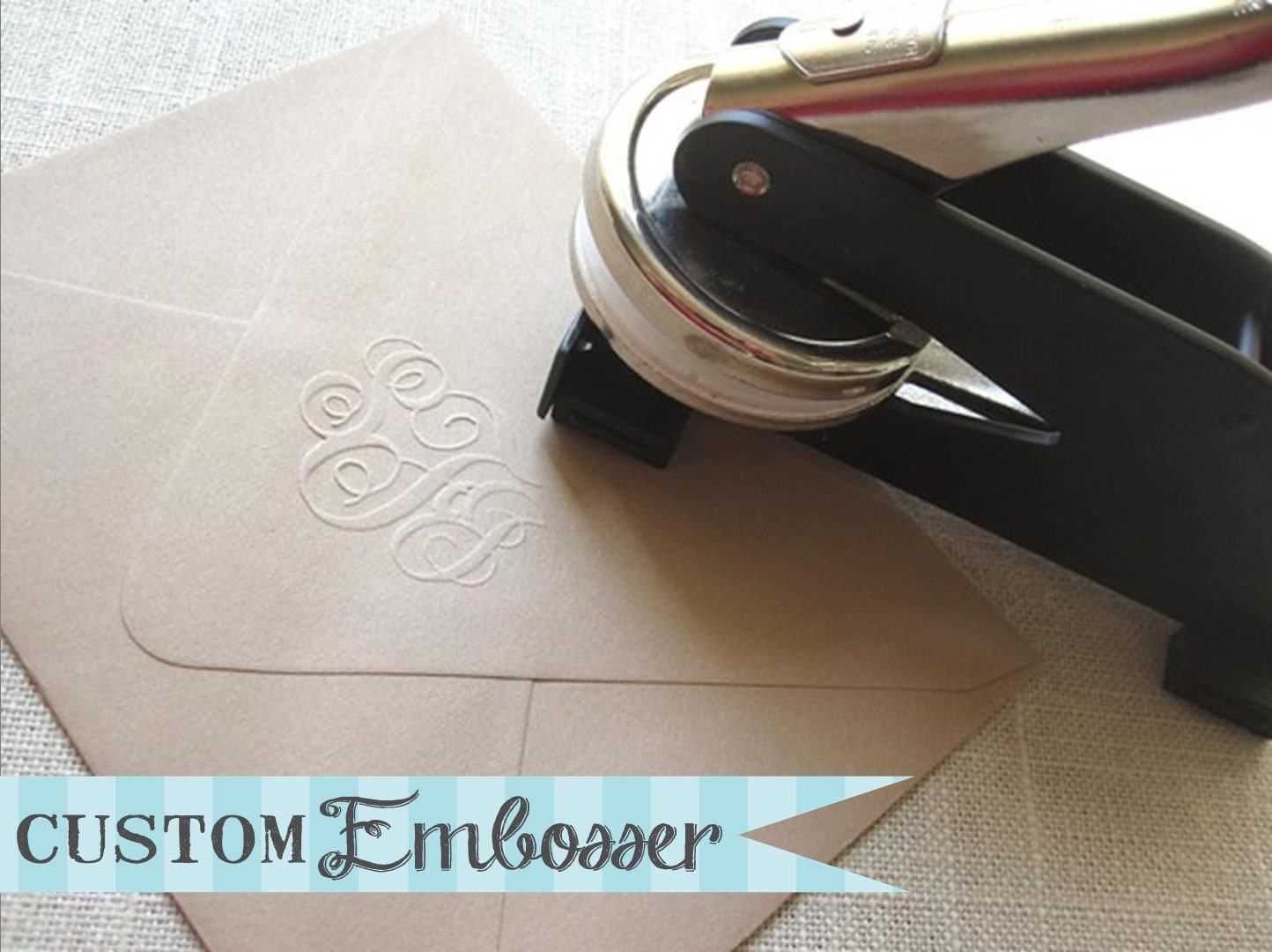 Custom 2" Desk Embosser as seen in Belle & Chic Weddings
