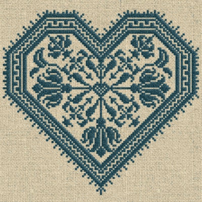 The Flowering Heart - Cross-Stitch Pattern 4 page Instant Download PDF booklet