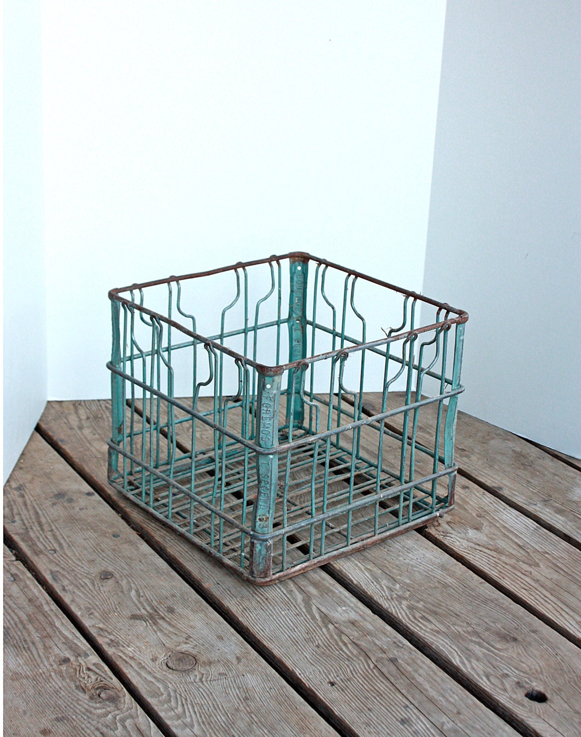 Vintage 1960s Metal Milk Crate / Industrial Crate / Industrial Decor