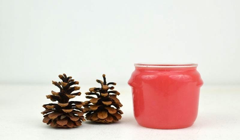 Vintage Hot Pink Reuse Recycle Handmade Candle Glass Jar