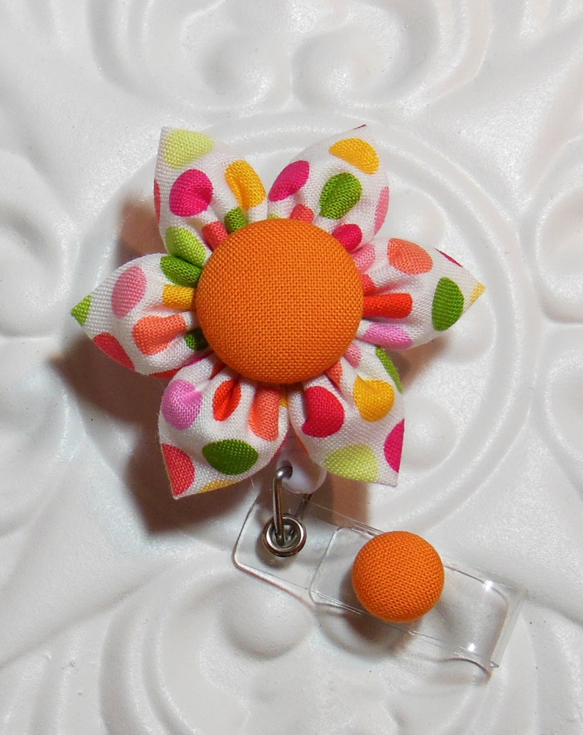 Id Badge Lanyard Retractable Badge Holder Multi Colored Polka Dot