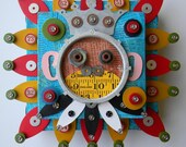 Recycled Art Assemblage  -  "Lucky Monkey"  -   Original Mixed Media