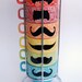 Pastel Design Multi Color Mustache Coffee Mugs Spring set - set of 6 stackable mugs and chrome holder