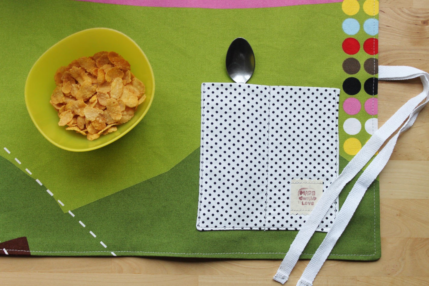 Picnic roll placemat, travel placemat, roll placemat, lunch roll napkin. Portable snack cloth roll napkin. Reusable napkin.