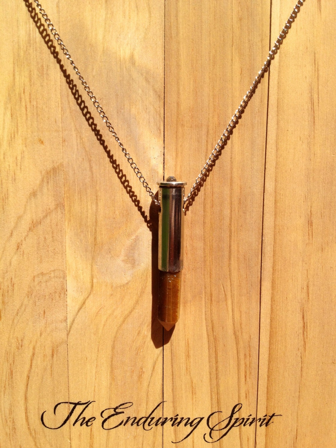 Silver Tiger Eye Bullet Point Necklace