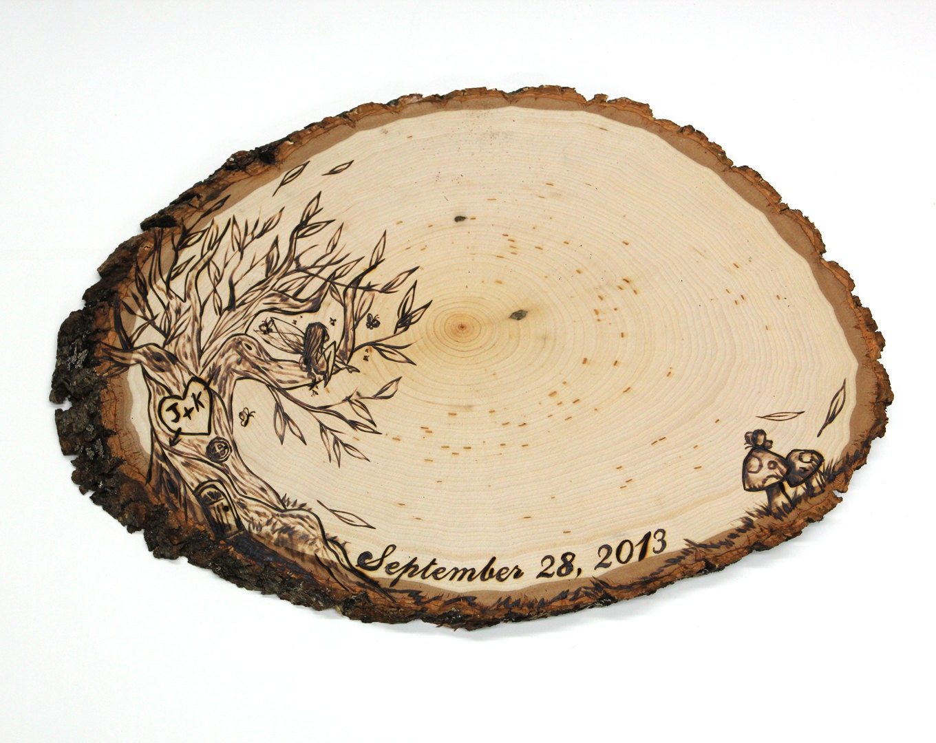 Fantasy Fairy Design: Wood slice rustic theme wedding guest books. Personalized