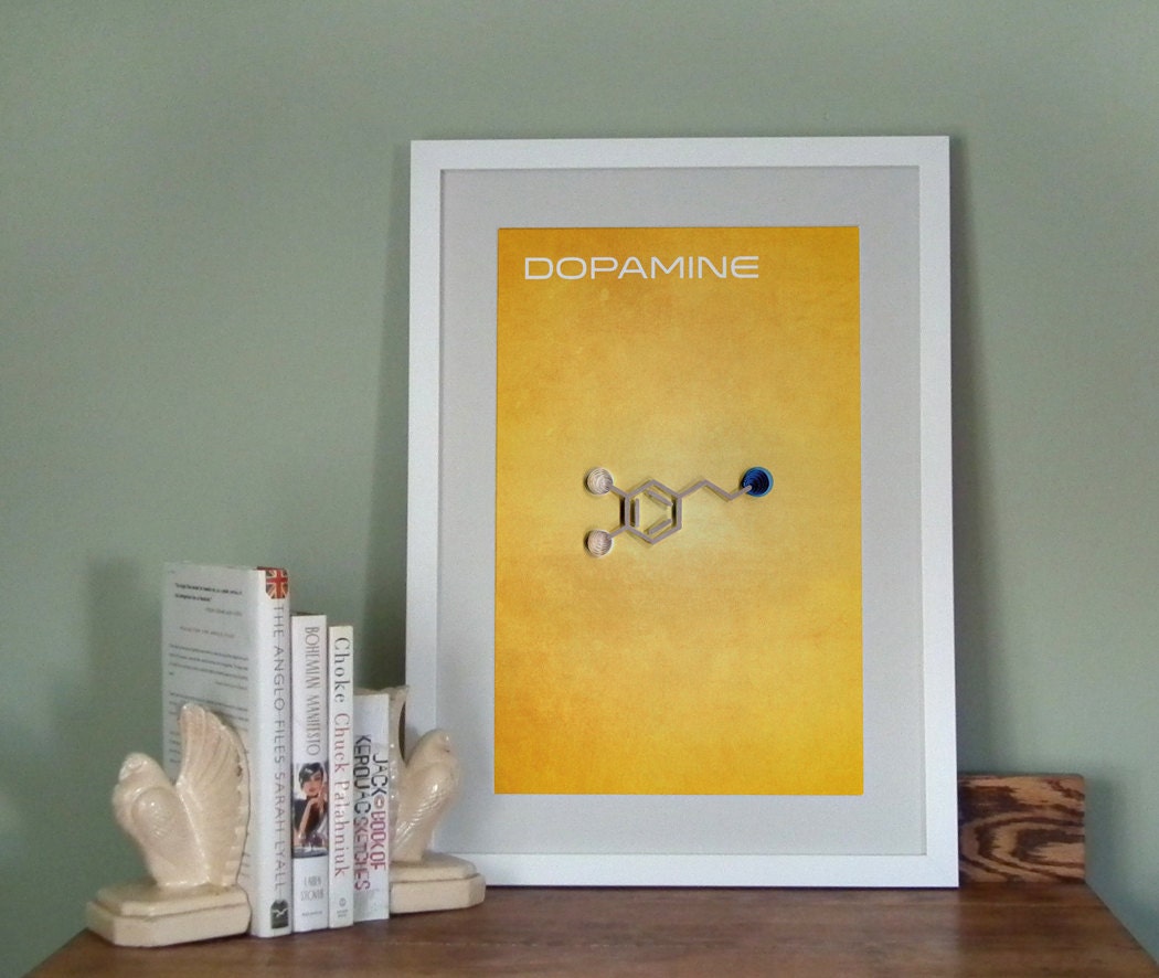 Dopamine Molecule Poster, Scientific Stylized Happiness, paper quilling,  Paper art print, 12x18in, Ready to ship