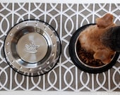 Pet-Mat (Placemat for your Dog Bowl) Grey Squiggle: Large Size - Miles' Favorite