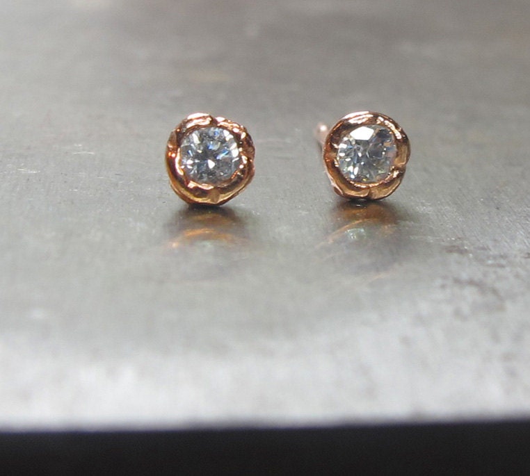 faceted crystal rose gold filled stud earrings rose gold post earrings