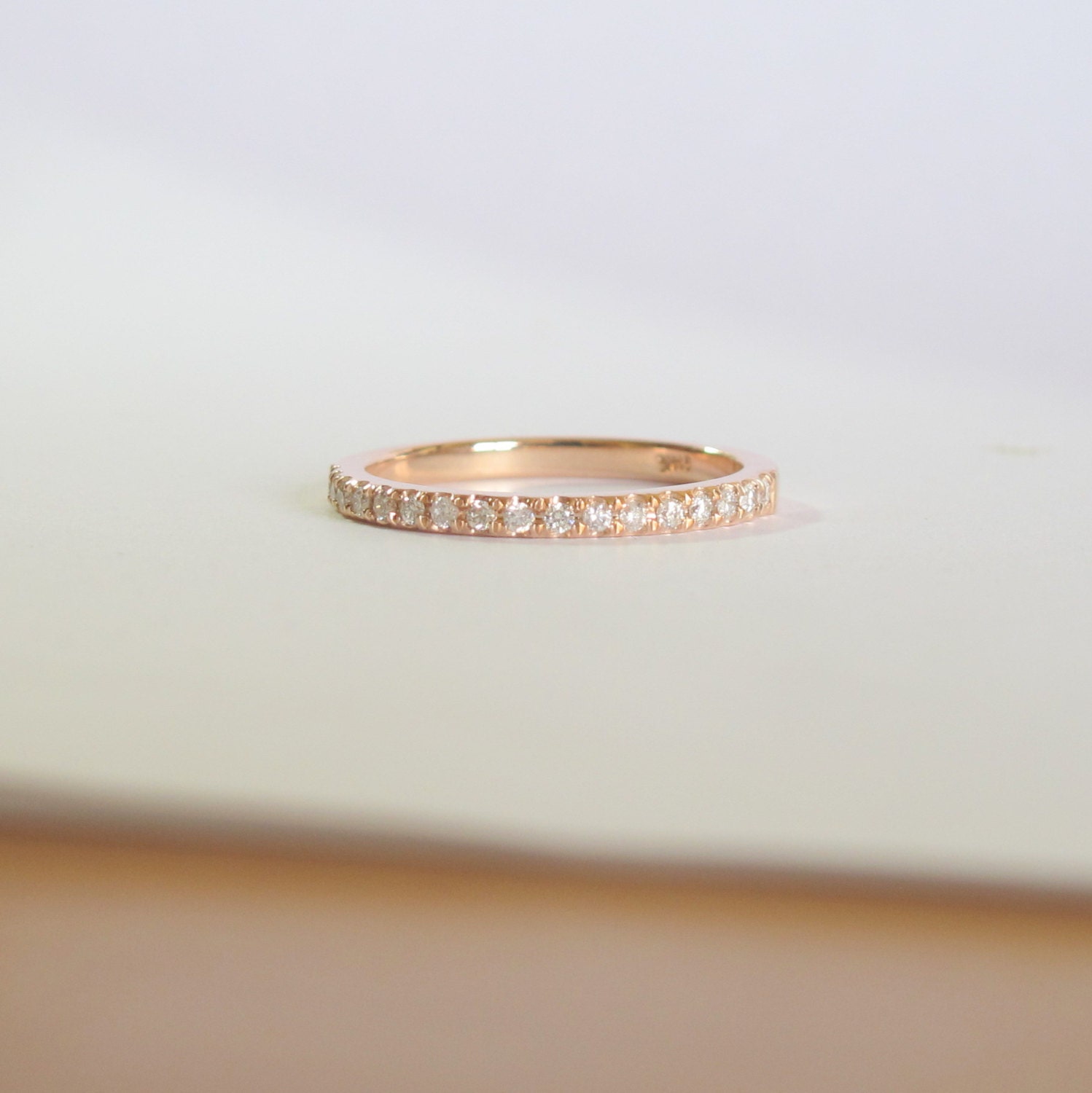 1.5mm Diamonds Wedding Band, half eternity about 0.25 diamonds 14k gold . Payment Plan is available.  P-076-2 1.5mm