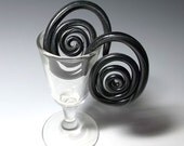 Gauges, SPECIAL 2g Hypnotic. Polymer clay plugs for stretched ears. Black Tie collection, black and silver.