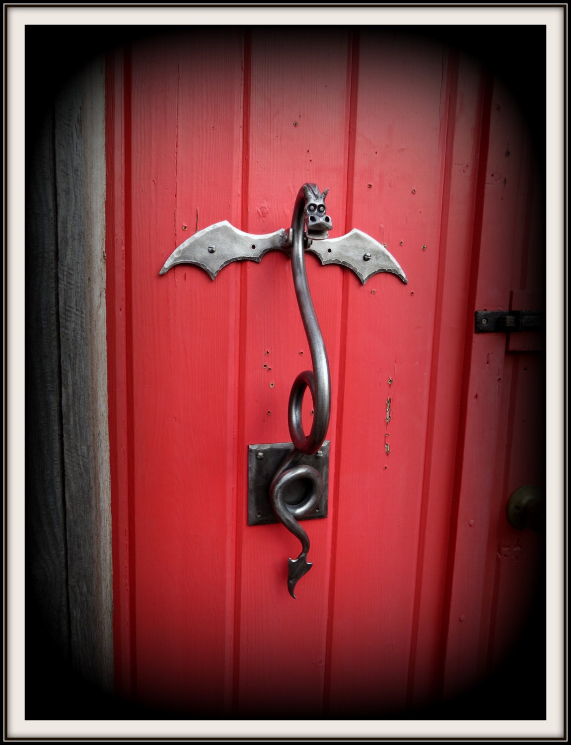 DRAGON DOOR KNOCKER Sculpture Hand Forged and Signed by Blacksmith  Naz