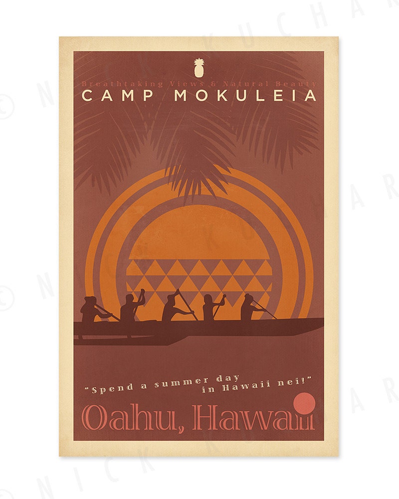 Camp Mokuleia - 12x18 Retro Hawaii Print