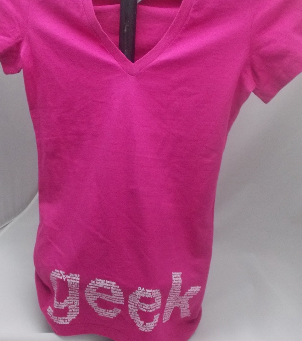 2XL Wordy Geek Berry Deep V Neck Shirt