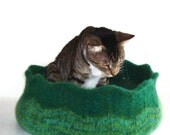 Cat Bed Hand Knit Felted Peruvian Highland Wool Pet Bed - Farley