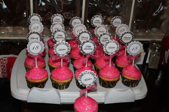 Black and White Cupcake Toppers- print your own Il_570xn