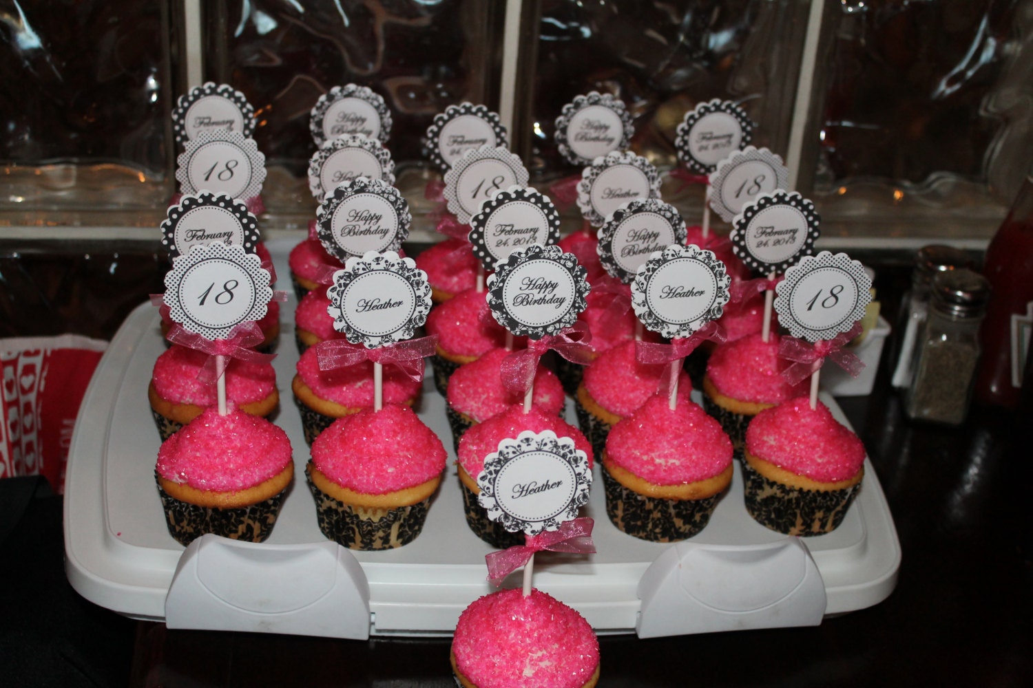 Black and White Cupcake Toppers- print your own