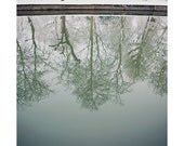 winter cambridge river reflection tree snow photo print - whimsical fine art nature photography, color, england - 14x11
