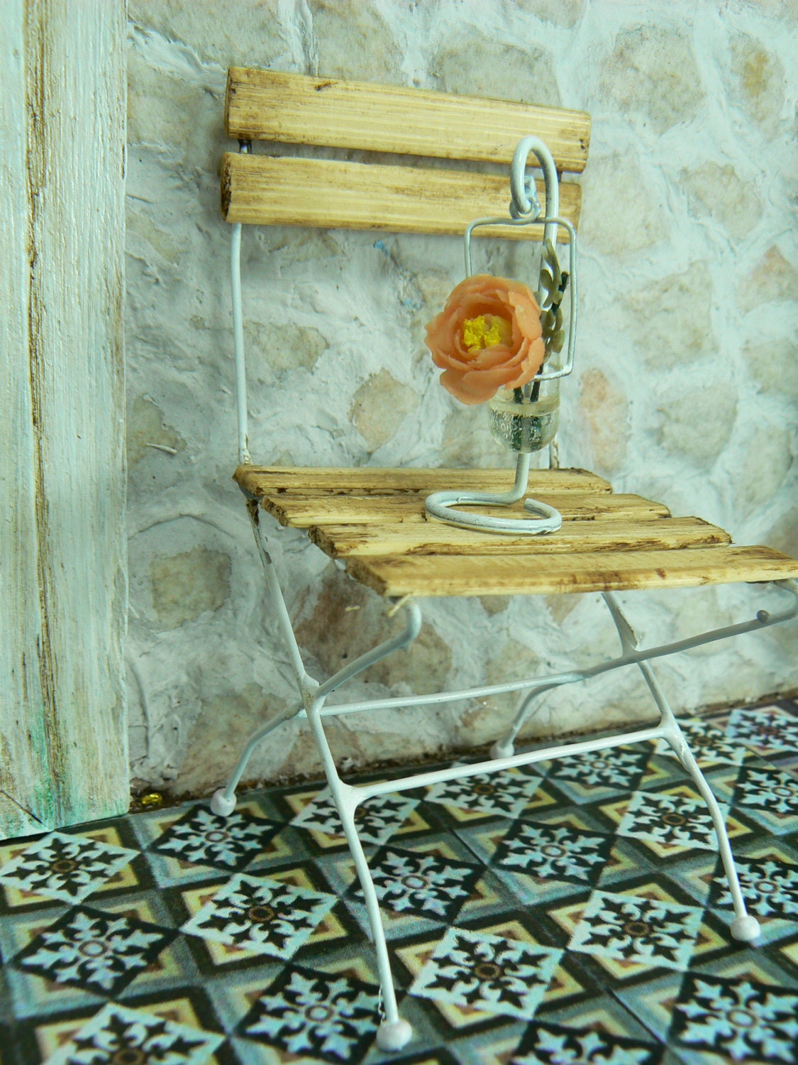 Orange flower with iron hanger dollhouse