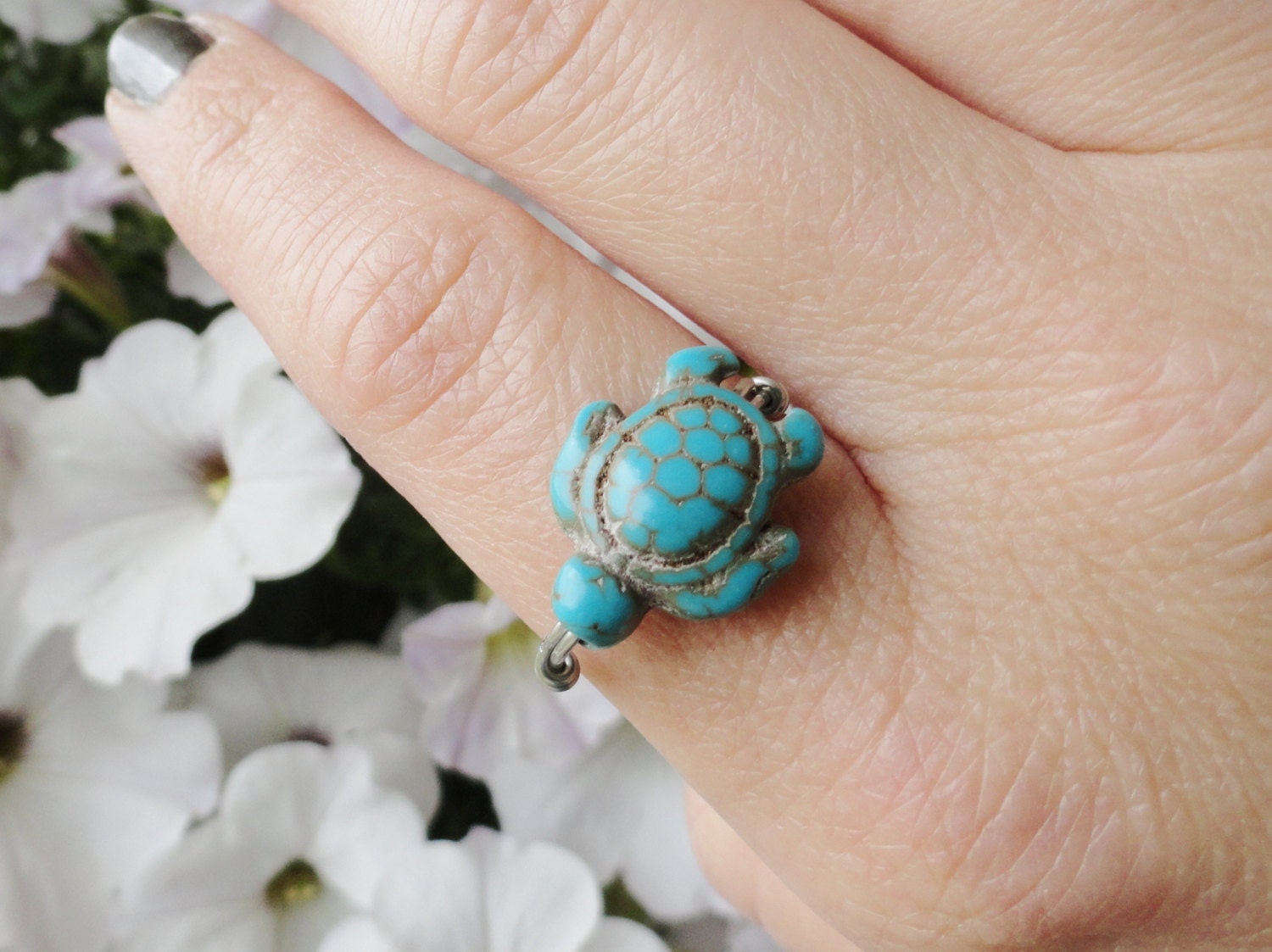 Turquoise Turtle Ring - Made in Your Size