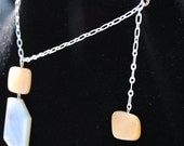 Free Form Golden Quartz and Blue Lace Agate Pendant Necklace