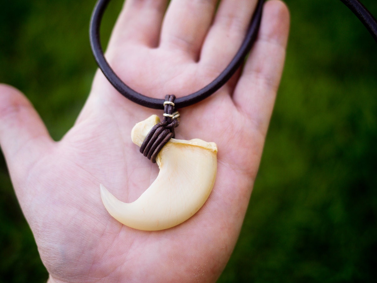 Huge Genuine African Lion Claw Tribal Necklace Mens by Lunalura