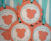 Orange and Teal Baby Shower Favor Tags - Baby Girl - It's a Girl - Coral and Aqua Tags Il_170x135