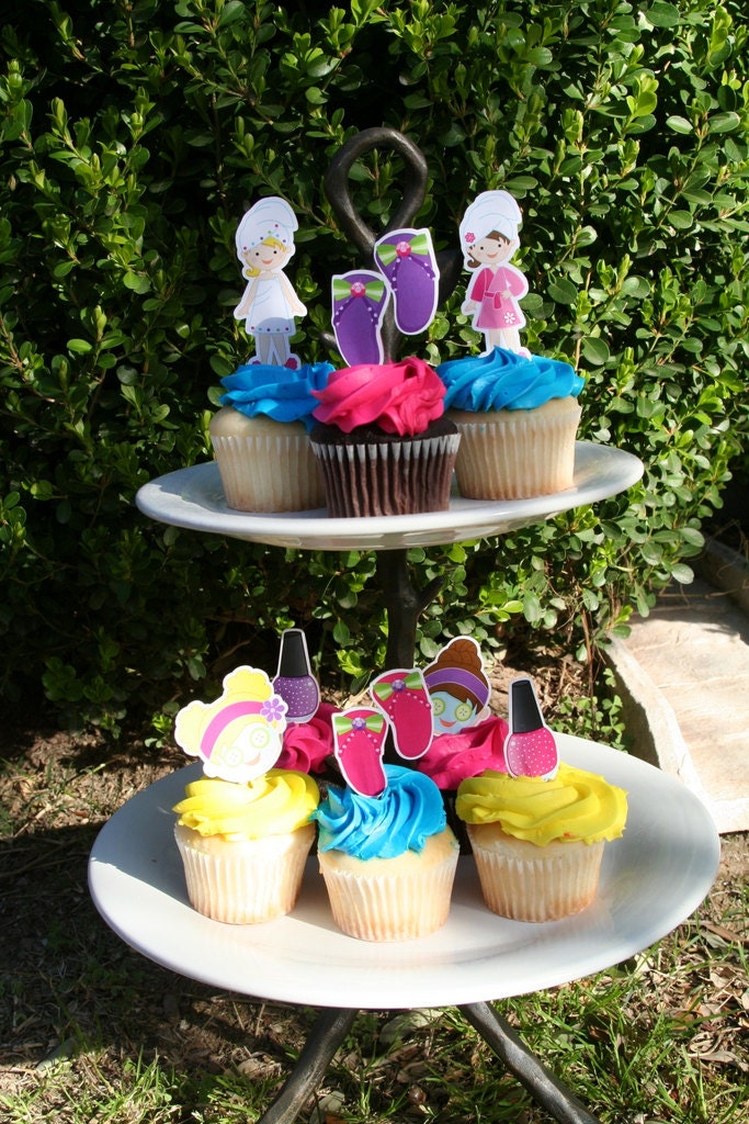 Spa Party Cupcake Toppers Set of 12