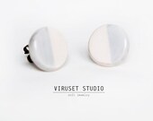 Ceramic studs post earrings blue, geometric earrings, ecofriendly jewelry, button ceramic earrings, scandinavian desig by Viruset