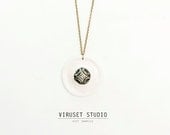 Ceramic necklace locket white. Medallion necklace. Ceramic jewelry. Africa medallion. Pendant. Ceramic medallion. Viruset.