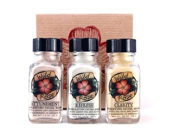 Spa Gift Set Organic Mother's Day Face Mask Sampler French Yellow Green Rhassoul Clay