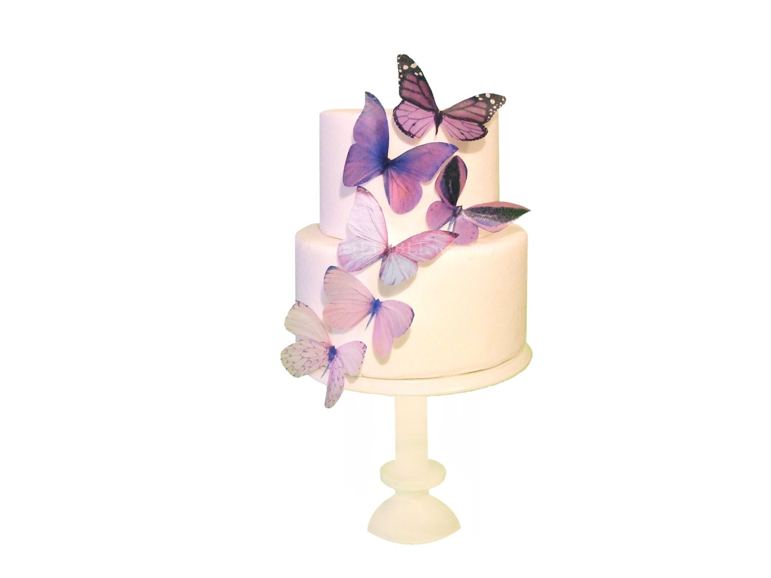 Wedding Cake Topper - 6 Purple Ombre Edible Butterflies - DIY Wedding Cake, Cake Decorations, Cupcakes