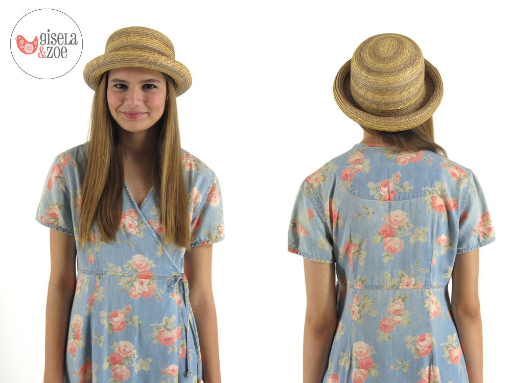 Vintage Straw Bowler Hat / 80s Bass Straw Bowler Hat / Summer Hat / sm