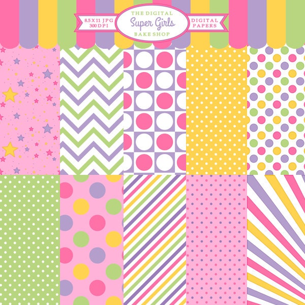 digital papers superhero super girls - Super Girls Papers