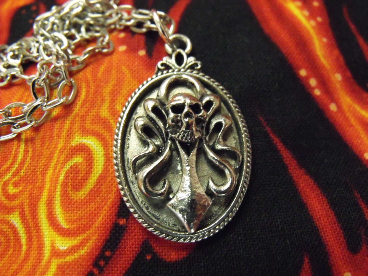 Gothic Skull and Dagger Mens Necklace