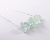 Rough stones necklace - natural raw gemstones, green fluorite and 925 sterling silver chain, handmade artisan jewellery, fall fashion