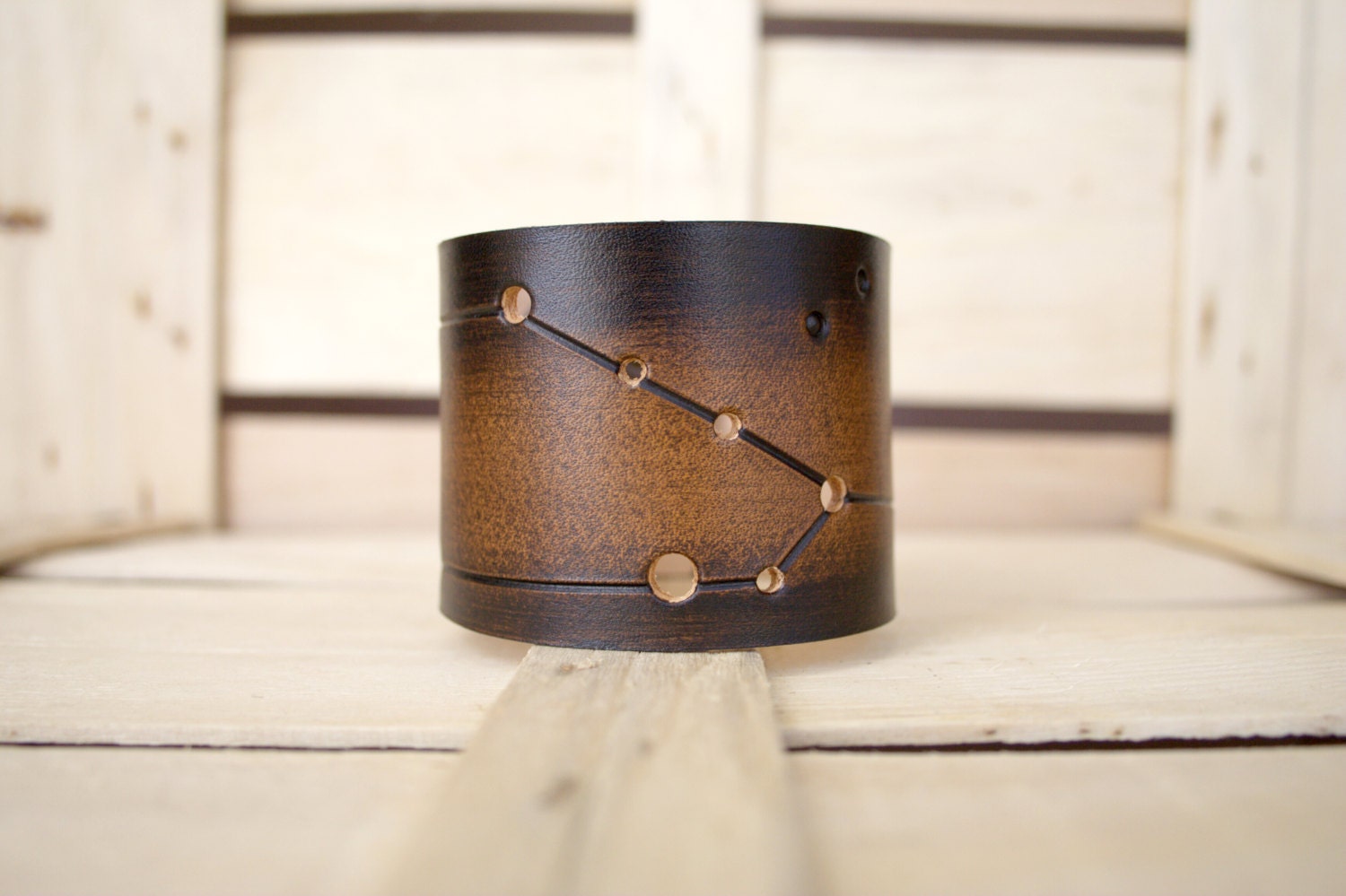Mens Taurus leather wrist cuff