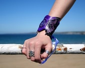 leather cuff fairy wings cuff faery cuff purple leather ladies wristcuff bracelet