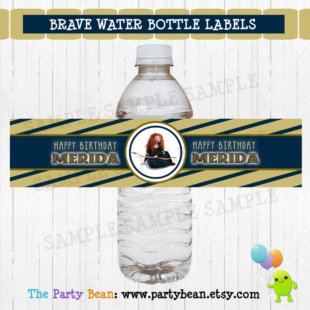 Disney's BRAVE Water Bottle Labels - Birthday Party -Digital File - You Print - Sesame Street