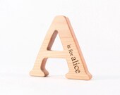 ANY LETTER personalized TEETHER - a natural wooden teething grasping toy for new baby - a keepsake toy for boy, girl, and parents